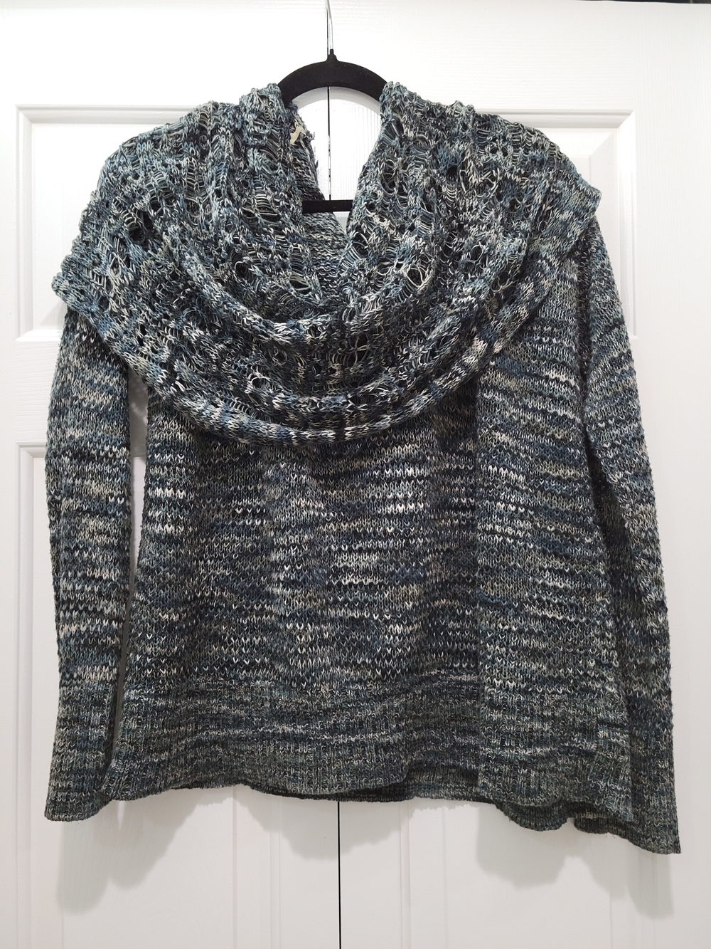 Kensie Marled Blue Gray Cowl Neck Sweater